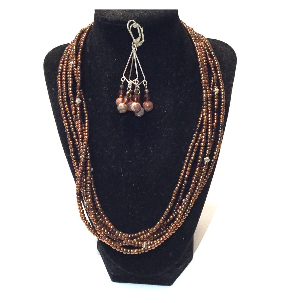 6 strand necklace with earrings